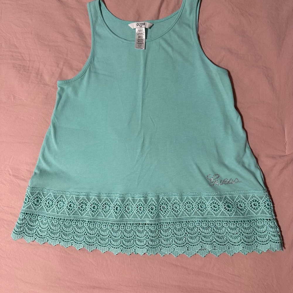 Guess girls Aqua Lace Trim Tank Top
